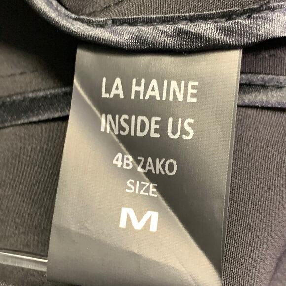 LA HAINE Size M Black Polyester Blend Mixed Fabrics Zip Up Vest - Picture 5 of 6